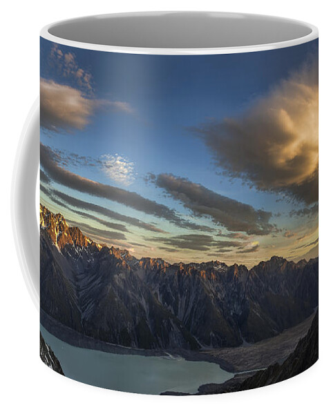 Feb0514 Coffee Mug featuring the photograph Dusk Over Tasman Glacier Valley New by Colin Monteath