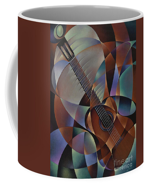 Violin Coffee Mug featuring the painting Dynamic Guitar by Ricardo Chavez-Mendez