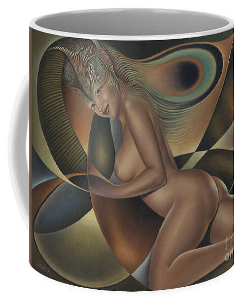 Nude-art Coffee Mug featuring the painting Dynamic Queen 4 by Ricardo Chavez-Mendez