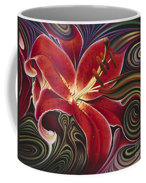 Lily Coffee Mug featuring the painting Dynamic Reds by Ricardo Chavez-Mendez
