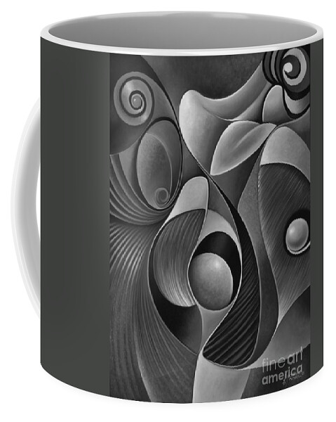 Female Coffee Mug featuring the painting Dynamic Series 22-Black and White by Ricardo Chavez-Mendez