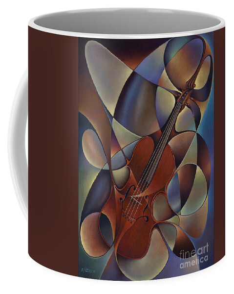 Violin Coffee Mug featuring the painting Dynamic Violin by Ricardo Chavez-Mendez