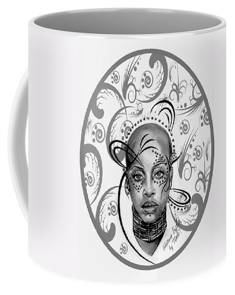 Badu Coffee Mug featuring the drawing e Abstrakt by Terri Meredith