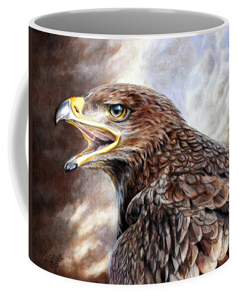 Eagle Coffee Mug featuring the painting Eagle cry by Lachri