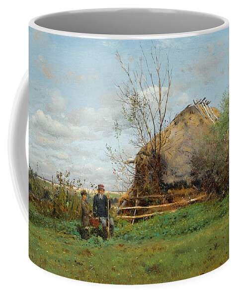 Vladimir Makovsky Coffee Mug featuring the painting Early Autumn in the Village by Vladimir Makovsky