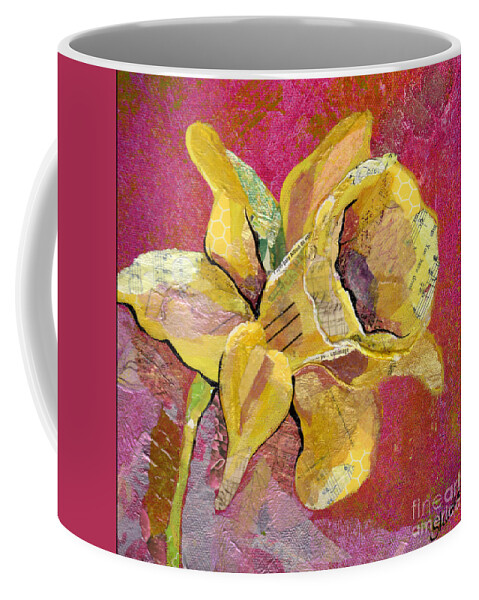 Flower Paintings Coffee Mug featuring the mixed media Early Spring I Daffodil Series by Shadia Derbyshire