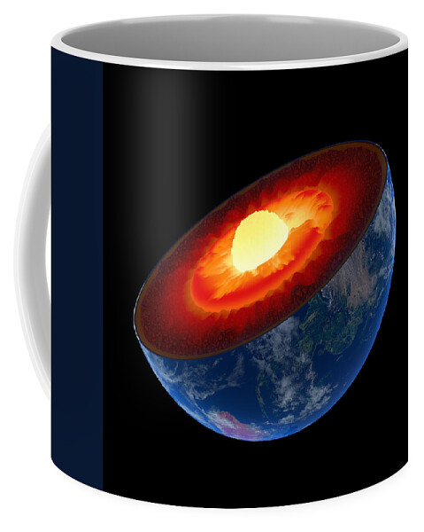 Earth Coffee Mug featuring the photograph Earth core structure to scale - isolated by Johan Swanepoel