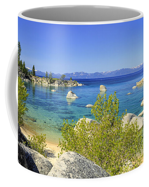 Lake Tahoe Coffee Mug featuring the photograph East shore Lake Tahoe panorama by Ken Brown