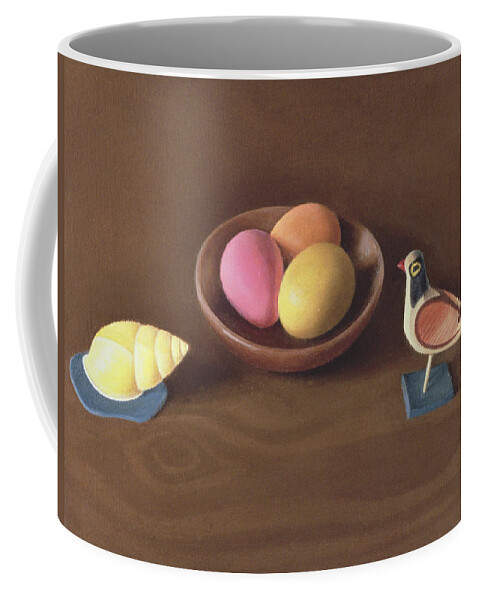 Egg Coffee Mug featuring the photograph Easter Eggs, Shell And Bird Oil On Canvas by Tomar Levine