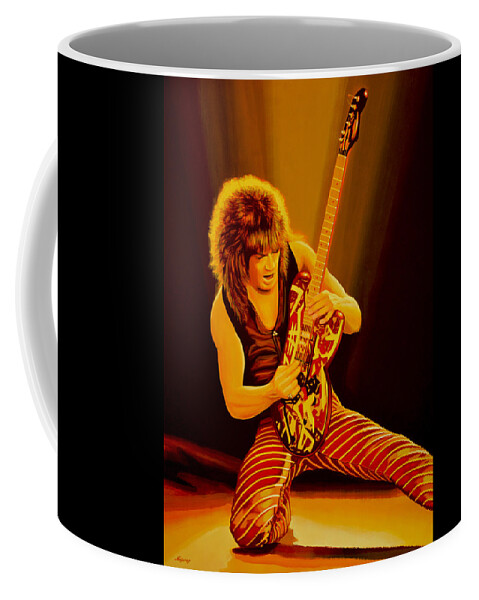 Eddie Van Halen Coffee Mug featuring the painting Eddie van Halen Painting by Paul Meijering