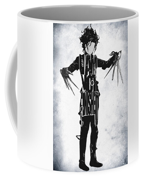Edward Scissorhands Coffee Mug featuring the digital art Edward Scissorhands - Johnny Depp by Inspirowl Design