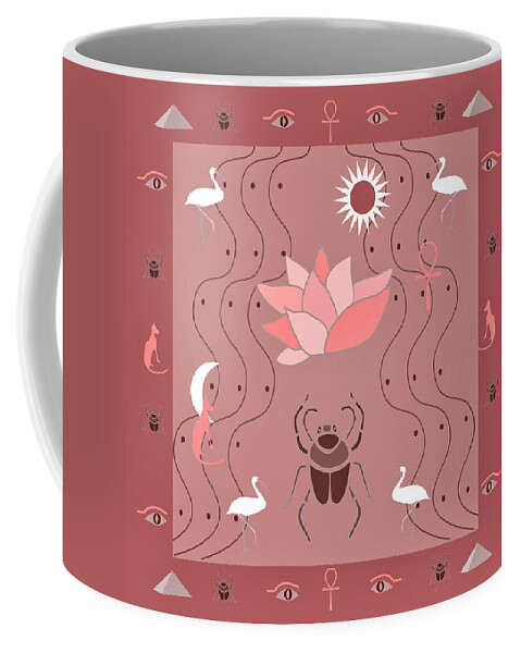 Egyptian Coffee Mug featuring the digital art Egyptian Design - dusty roses by Belinda Greb