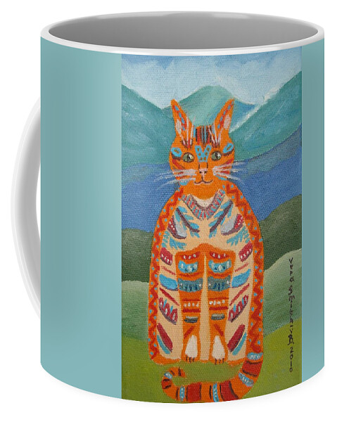 Red Cat Coffee Mug featuring the painting Egyptian Don Juan by Vera Smith