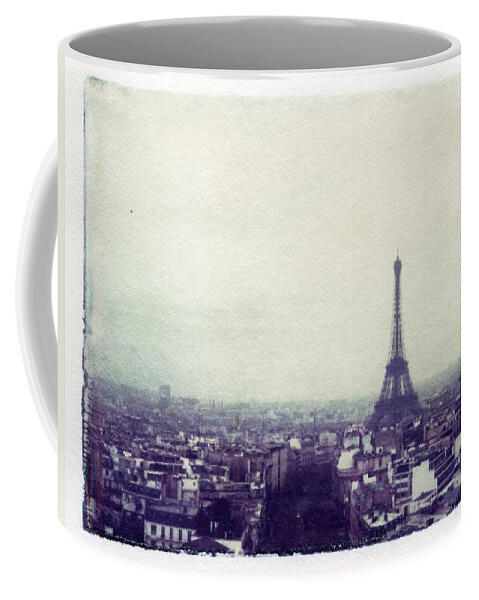 Eiffel Tower Coffee Mug featuring the photograph Eiffel Tower Paris Polaroid transfer by Jane Linders