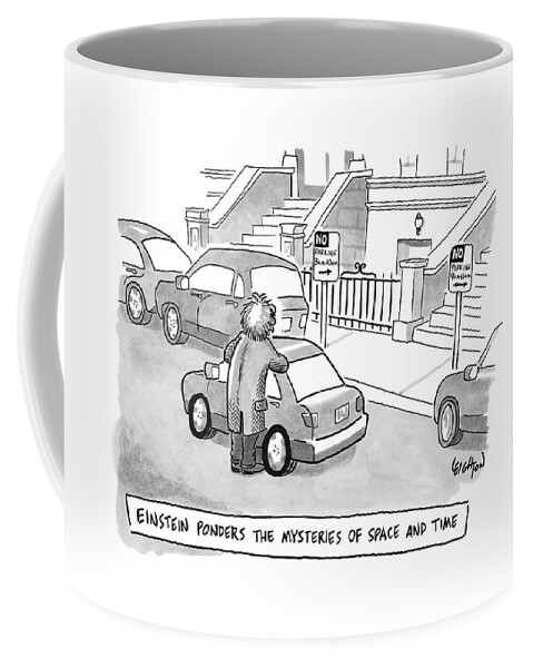 Einstein Is Seen Standing Next To A Parked Car Coffee Mug