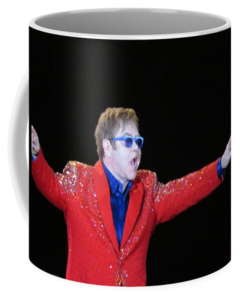 Elton Coffee Mug featuring the photograph EJ plays soldout concert by Aaron Martens