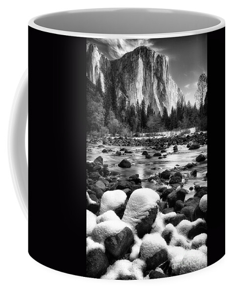 Yosemite Coffee Mug featuring the photograph El Cap and Snow by Anthony Michael Bonafede