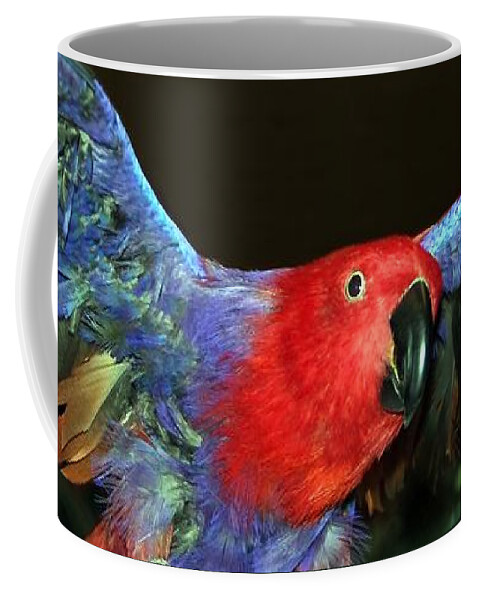 Eclectus Coffee Mug featuring the photograph Electric Eclectus by Andrea Lazar