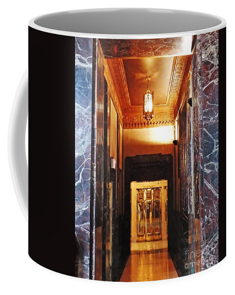 Gold Coffee Mug featuring the photograph Elevator Louisiana State Capitol by Lizi Beard-Ward