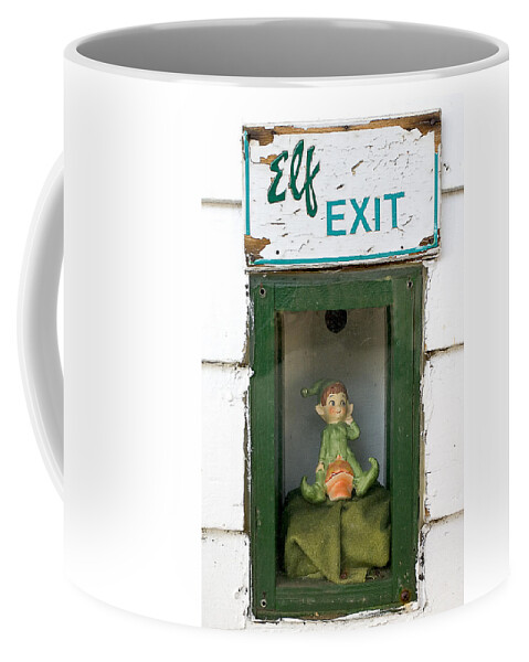 Humor Coffee Mug featuring the photograph elf exit, Dubuque, Iowa by Steven Ralser