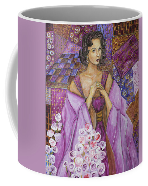 Elizabeth Taylor Coffee Mug featuring the painting Elizabeth Taylor Screen Goddess by Nik Helbig