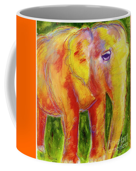 Elephant Coffee Mug featuring the painting Elle by Beth Saffer