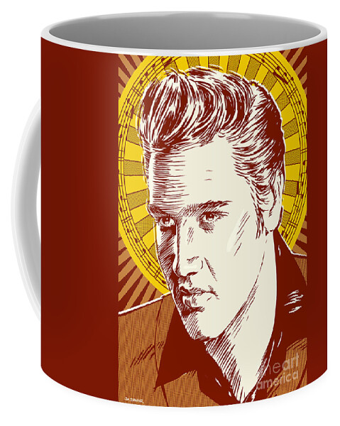 Rock And Roll Coffee Mug featuring the digital art Elvis Presley Pop Art by Jim Zahniser