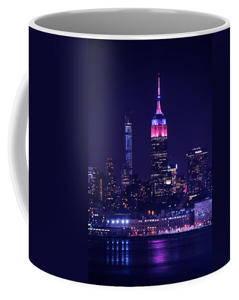  Coffee Mug featuring the photograph Empire State Building in Pink and Purple by Raymond Salani III