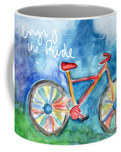Bike Coffee Mug featuring the painting Enjoy The Ride- Colorful Bike Painting by Linda Woods
