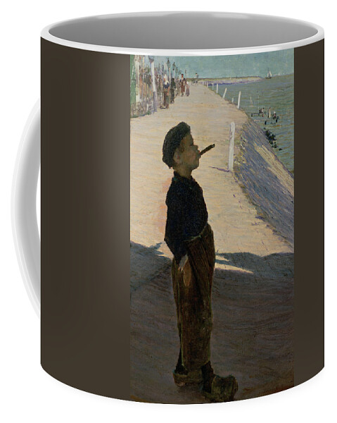 Smoking Coffee Mug featuring the photograph Enjoying Life, Volendam, Zuider Zee by George Sherwood Hunter