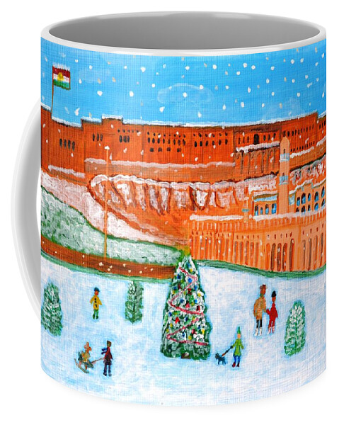 Erbil Coffee Mug featuring the painting Erbil Citadel Christmas by Magdalena Frohnsdorff