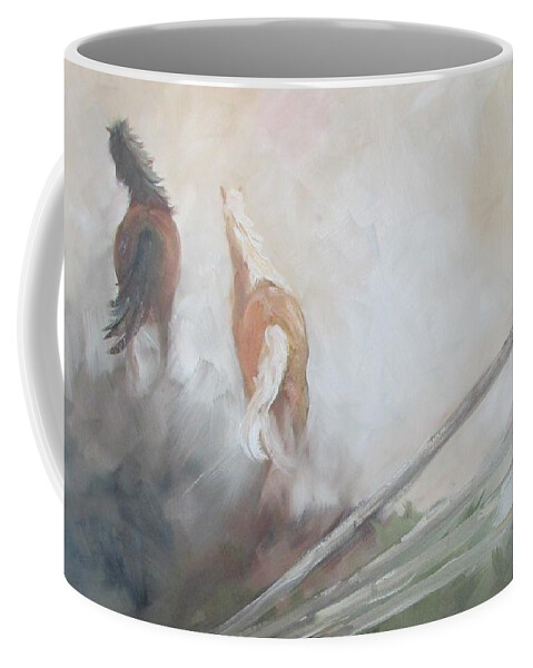 Horses Coffee Mug featuring the painting Escape by Susan Richardson