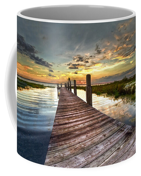 Clouds Coffee Mug featuring the photograph Evening Dock by Debra and Dave Vanderlaan