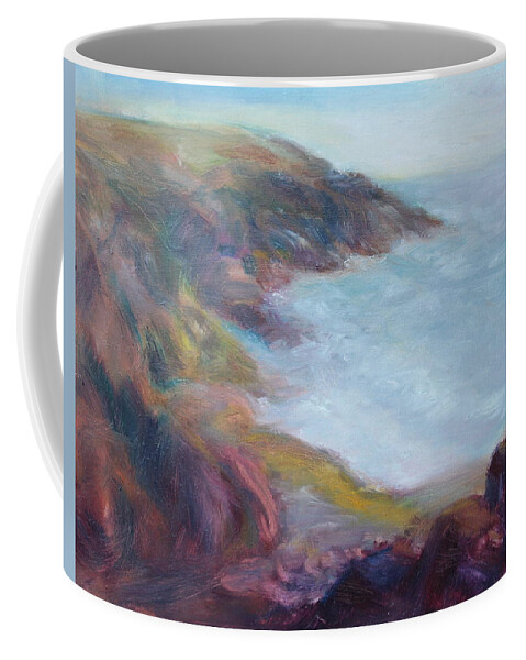Summer Coffee Mug featuring the painting Evening Light on the Oregon Coast - Original Impressionist Oil Painting - Plein Air by Quin Sweetman