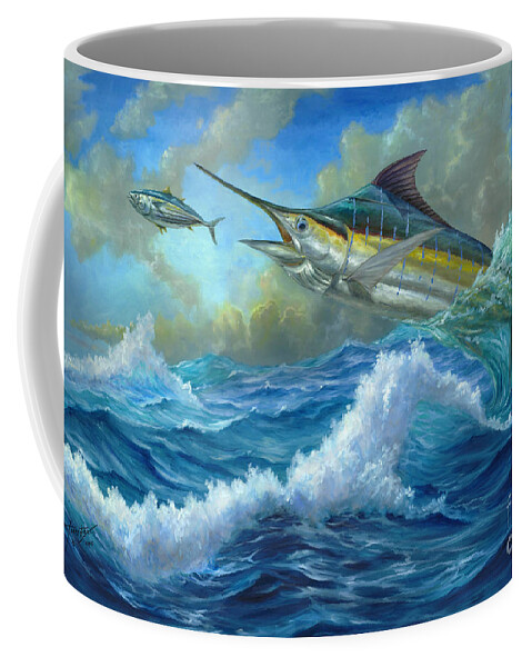 Blue Marlin Coffee Mug featuring the painting Evening Meal by Terry Fox