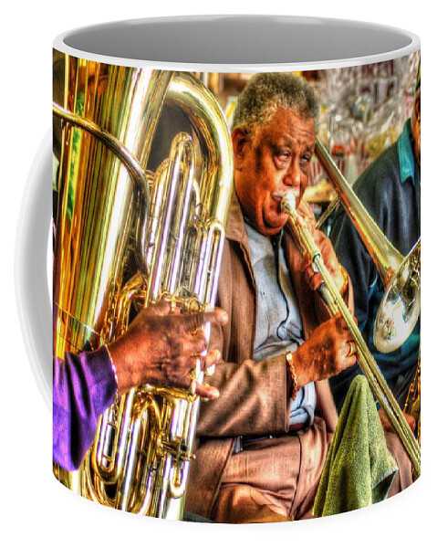 Mobile Coffee Mug featuring the digital art Excelsior Band 3 Piece by Michael Thomas
