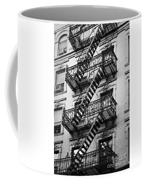 New York Coffee Mug featuring the photograph Exit, fire escape stairs in New York by Delphimages Photo Creations