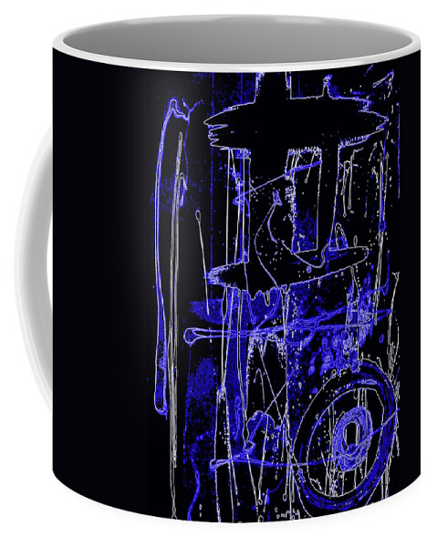 Blue Black And White Coffee Mug featuring the painting Exo Cobalt 8293 by Cleaster Cotton