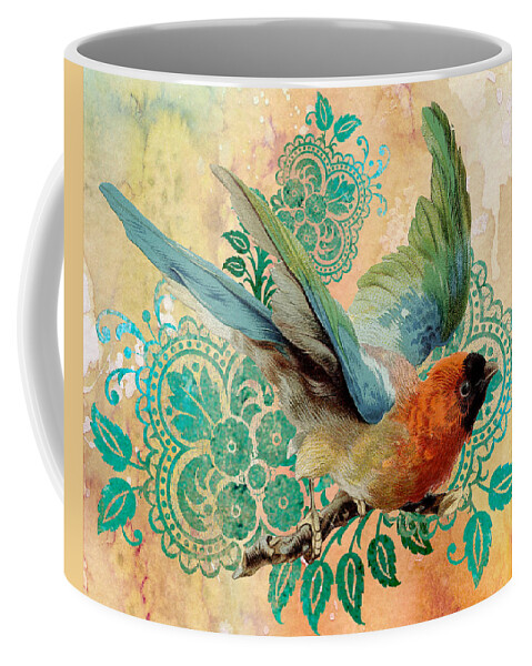Birds Coffee Mug featuring the painting Exotic Beauty-D by Jean Plout