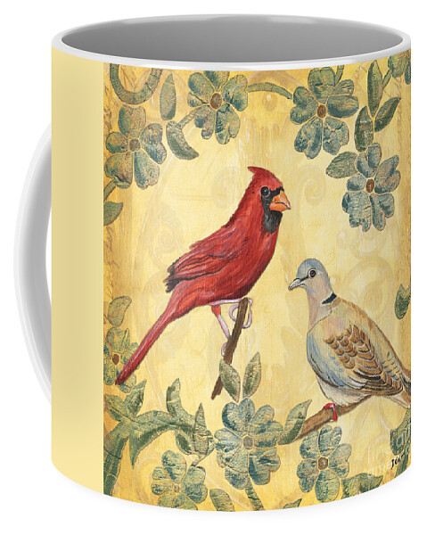 Birds Coffee Mug featuring the painting Exotic Bird Floral and Vine 2 by Debbie DeWitt