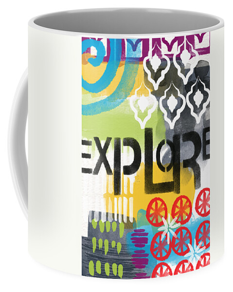Abstract Painting Coffee Mug featuring the painting Explore- Contemporary Abstract Art by Linda Woods