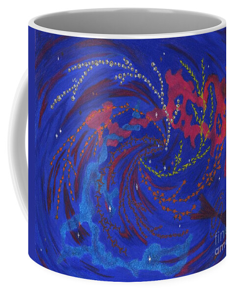 Galaxy Coffee Mug featuring the drawing Explore Strange New Galaxies by Mary J Winters-Meyer