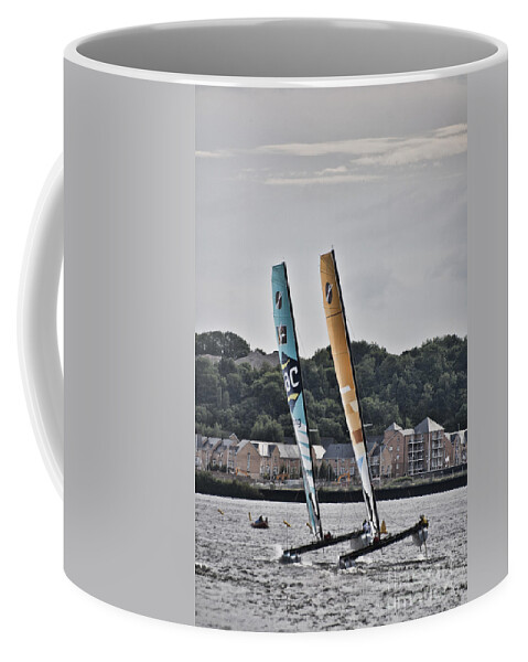 Extreme 40 Catamarans Coffee Mug featuring the photograph Extreme 40 In Unison by Steve Purnell