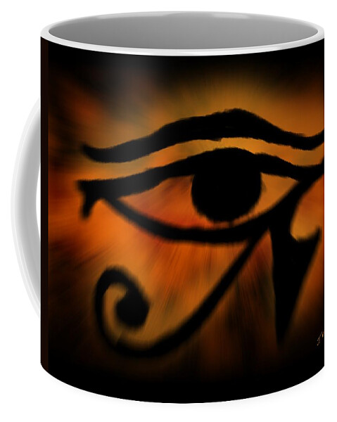 Egyptian Art Coffee Mug featuring the painting Eye of Horus Eye of Ra by John Wills