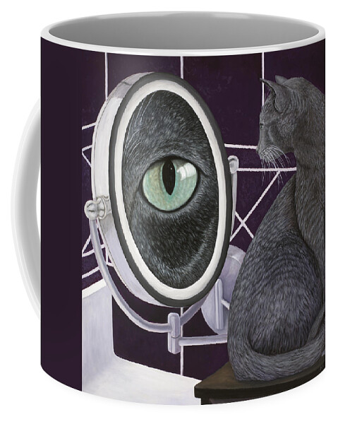 Cat Art Coffee Mug featuring the painting Eye See You by Karen Zuk Rosenblatt