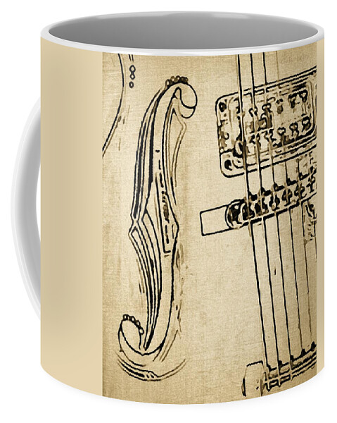 Music Coffee Mug featuring the photograph F Hole Line Drawing by Chris Berry
