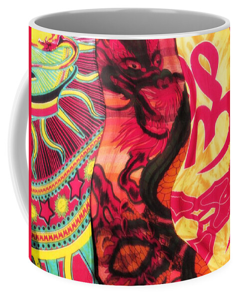 Fabric Coffee Mug featuring the digital art Fabric Collision by Alec Drake