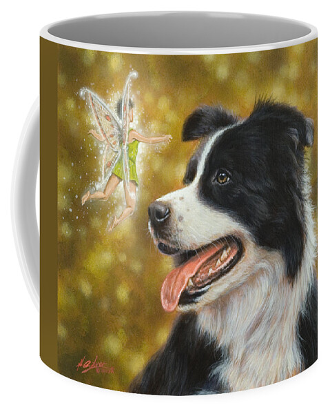 Dog Paintings Coffee Mug featuring the painting Faerie tales by John Silver