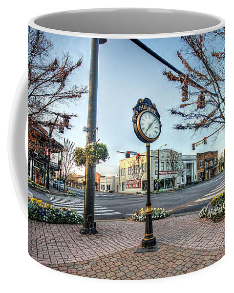 Alabama Coffee Mug featuring the photograph Fairhope Clock and 4 Corners by Michael Thomas