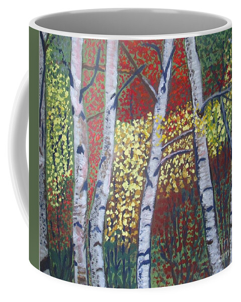 Cottage Coffee Mug featuring the painting Fall Forest by Jennylynd James